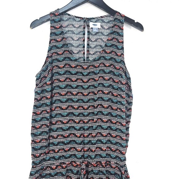 Old Navy Orange Black Green Aztec Print Sleeveless Romper - Picture 3 of 9